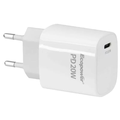Cargador Ecopower USB-C 20W S/cable Blanco