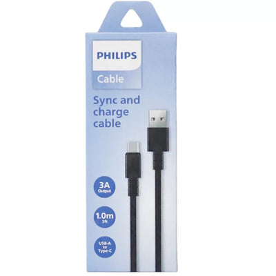 Cable Philips USB A USB-C DLC3001AB/70 1M Black