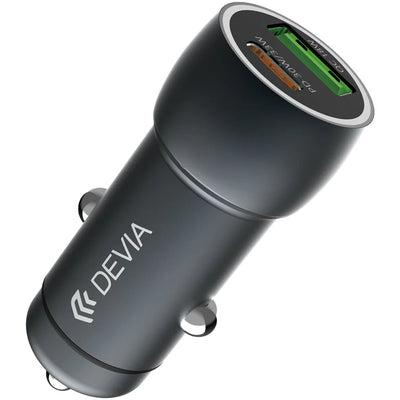 Cargador Vehicular Devia 30W USB-C & Qualcomm 3.0 Gris