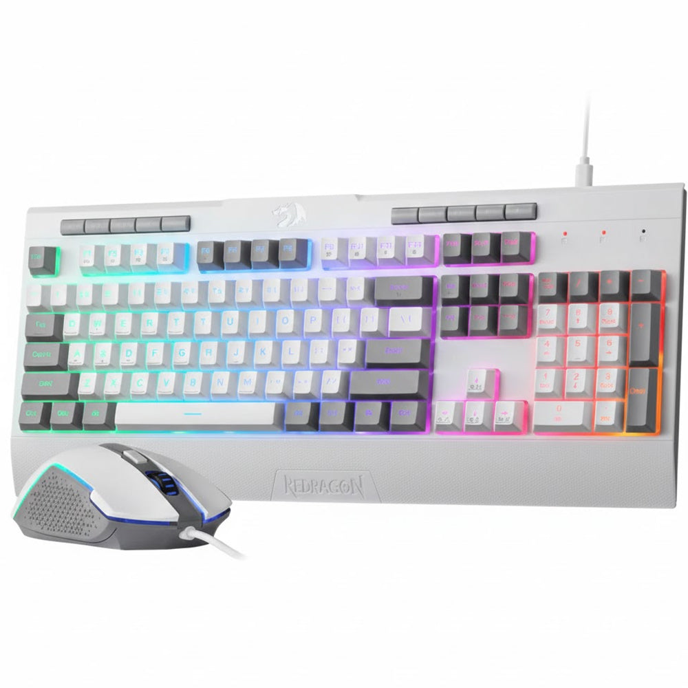 Teclado Redragon + Mouse Wired Gaming Essentials ING White