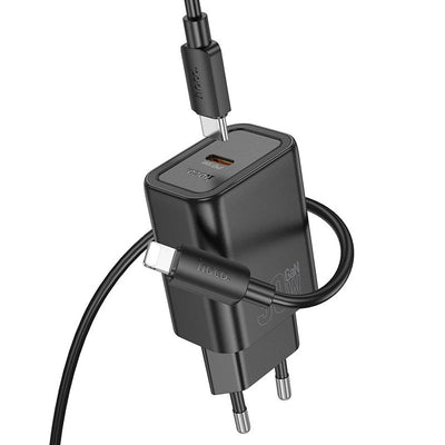 Cargador Hoco N62 30W+CABLE USB-C A USB-C Black