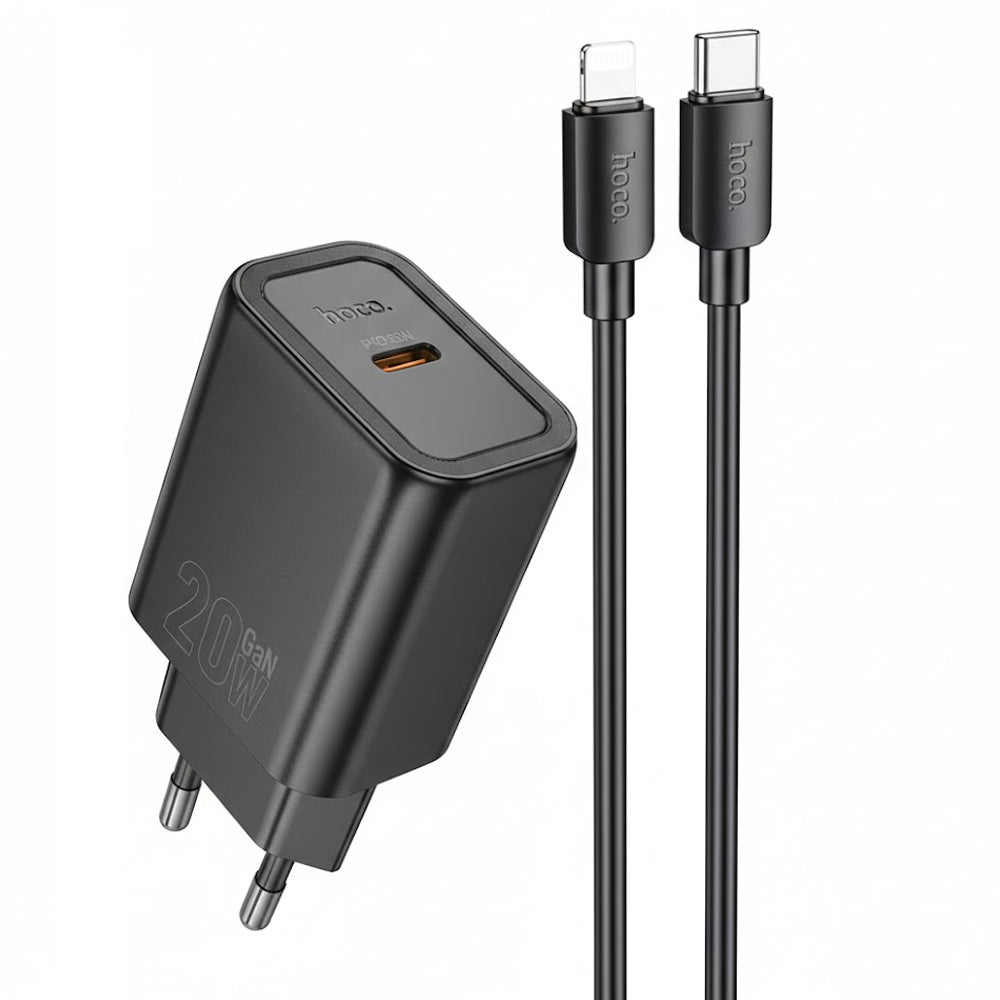 Cargador Hoco N60 20W+CABLE USB-C A USB-C Black