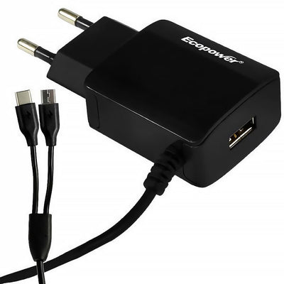 Cargador Ecopower USB C/cable USB-C Negro