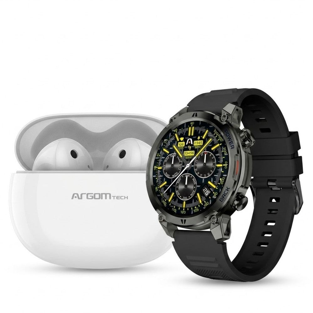 Reloj Smart Argom Skei C70 22MM Blk+auricular E55 Blanco
