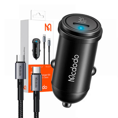 Cargador Vehicular Mcdodo 30W Cable USB-C A USB-C Black