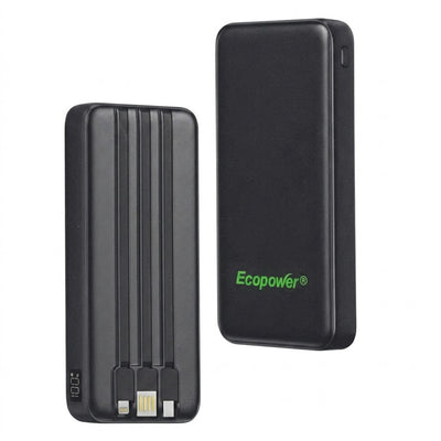 Cargador Portatil Ecopower 12000MAH C/f Negro