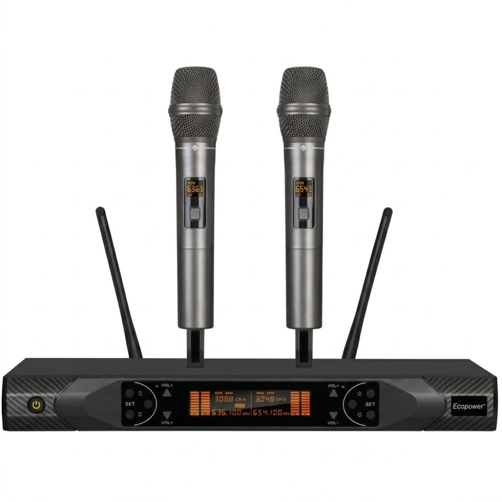 Micrófono Inalambrico Ecopower 2MIC Negro