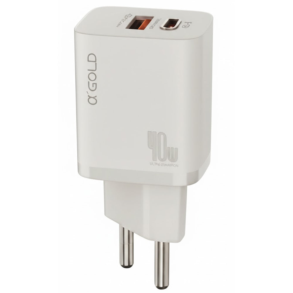 Cargador A'Gold Pro Fuente USB-A/USB-C 40W S/cable White
