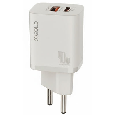 Cargador A'Gold Pro Fuente USB-A/USB-C 40W S/cable White
