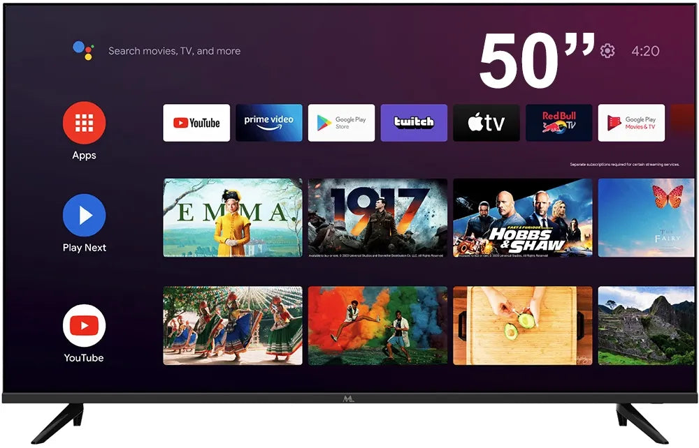 Televisor SMART LED 50" MTEK MY50FSPU 4K UHD HDMI Android USB Slim