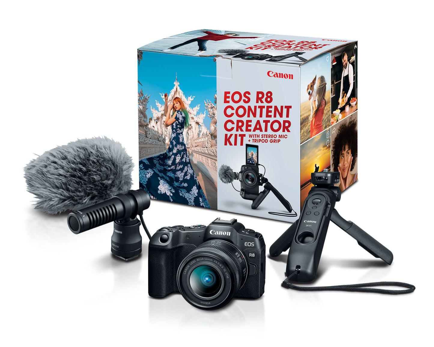 Cámara Canon EOS R8 Creator Kit RF24-50MM Micrófono + Tripod