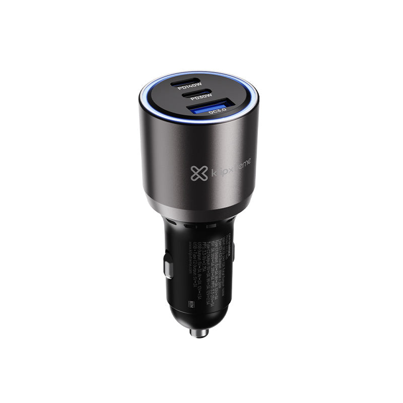 Cargador Vehicular Klip Xtreme 2USB-C/USB 3.0 Black