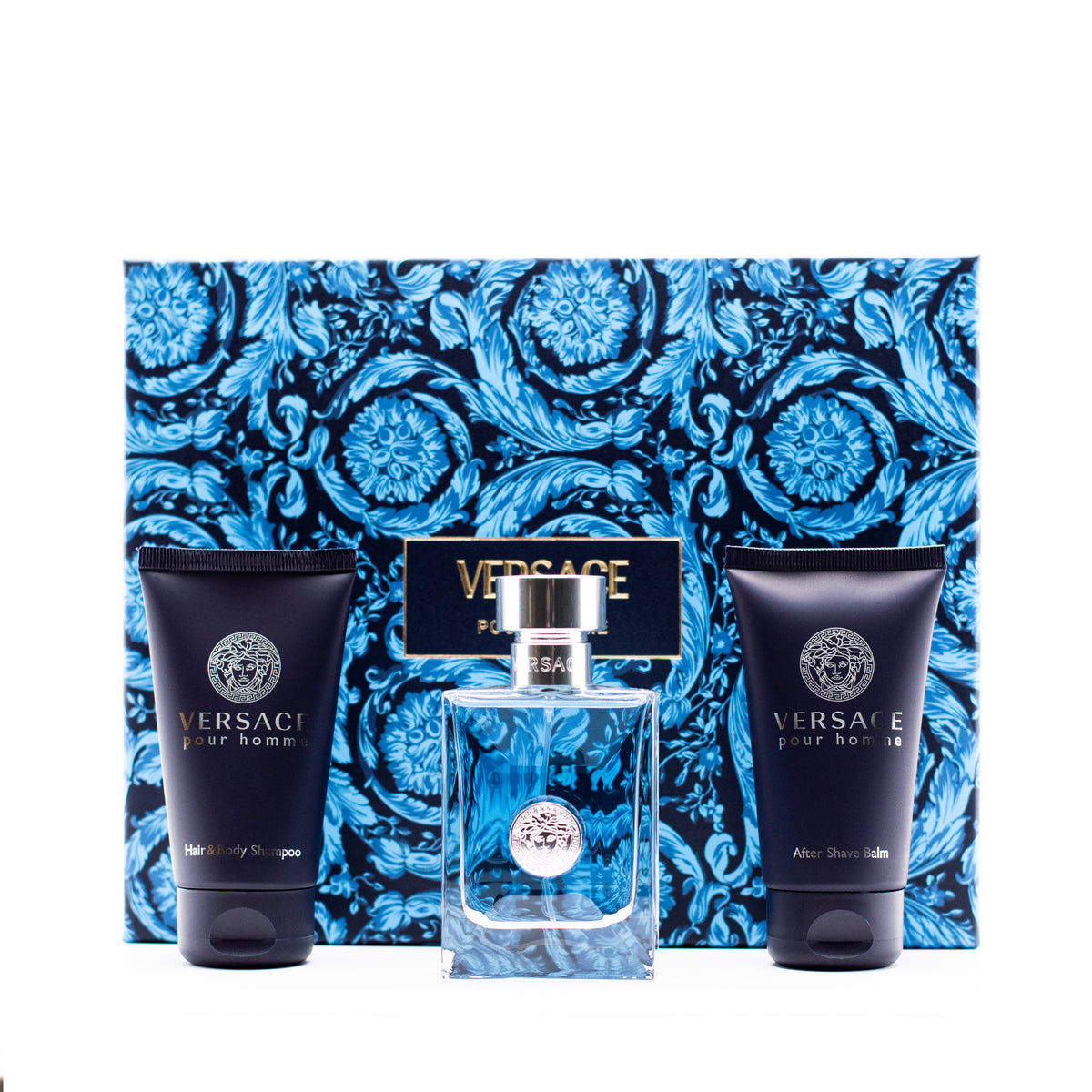 Set Perfume Versace Pour Homme 100ML EDT + Shampoo 150ML + 5ML EDT