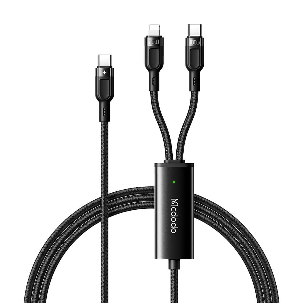 Cable Mcdodo USB-C 2 En 1 1.2M USB-C/LIGHTNING Black