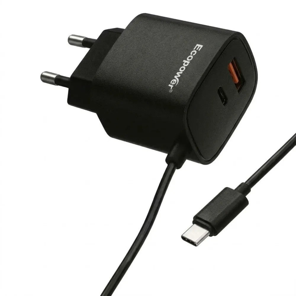 Cargador Ecopower EP-7067 USB-C/USB-A 10W Negro