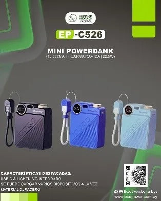 Cargador Portatil Ecopower EP-C526 10000MAH Oscuro Azul