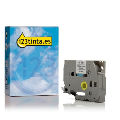 Cinta Brother TZe-R231 12mm Negro sobre Blanco Único