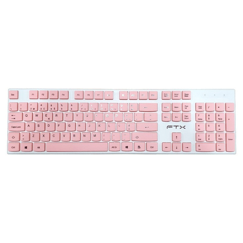 Combo Teclado y Mouse Inalámbrico FTX FTXGK600 Español Blanco/Rosa