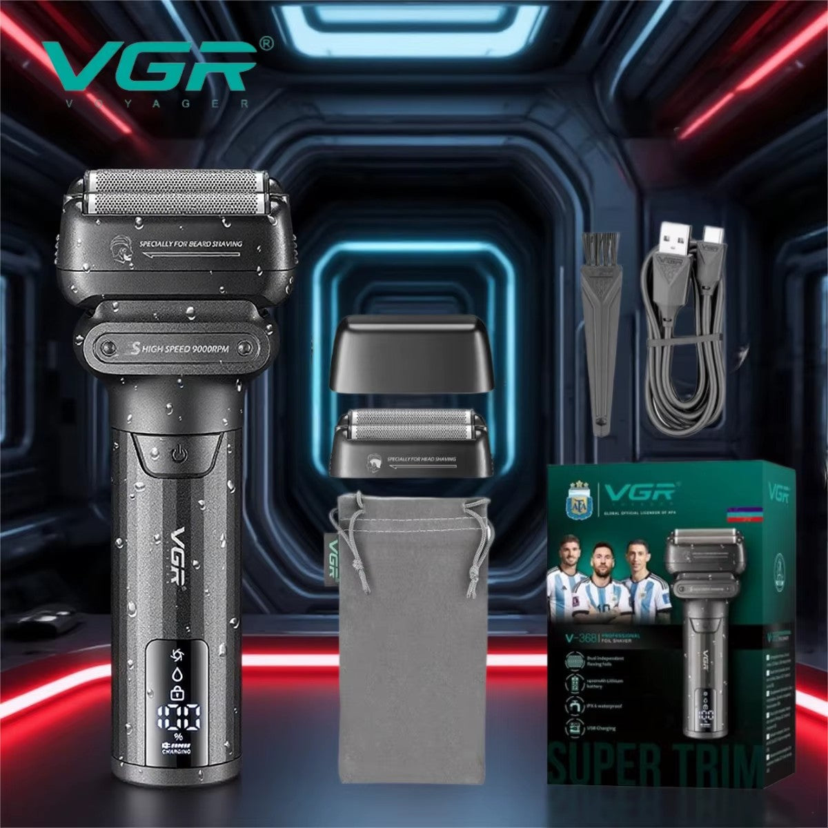 Cortadora de Pelo VGR V-368 USB Recargable Black