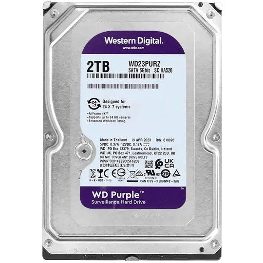 Disco Duro WD Purple 2TB 3.5" SATA Único