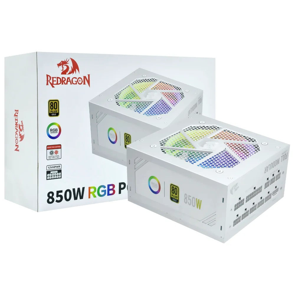 Fuente de Poder Redragon GC-PS007W 850W 80 Plus Gold RGB Full Modular White