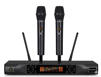 Micrófono Inalámbrico Ecopower EP-M301 2 Micrófonos Recargable Negro