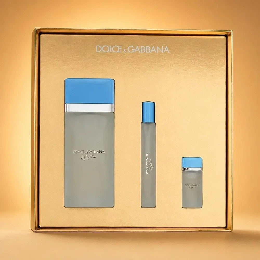 Set Perfume Dolce & Gabbana Light Blue Femenino 100ML + 10ML + 5ML EDT Único