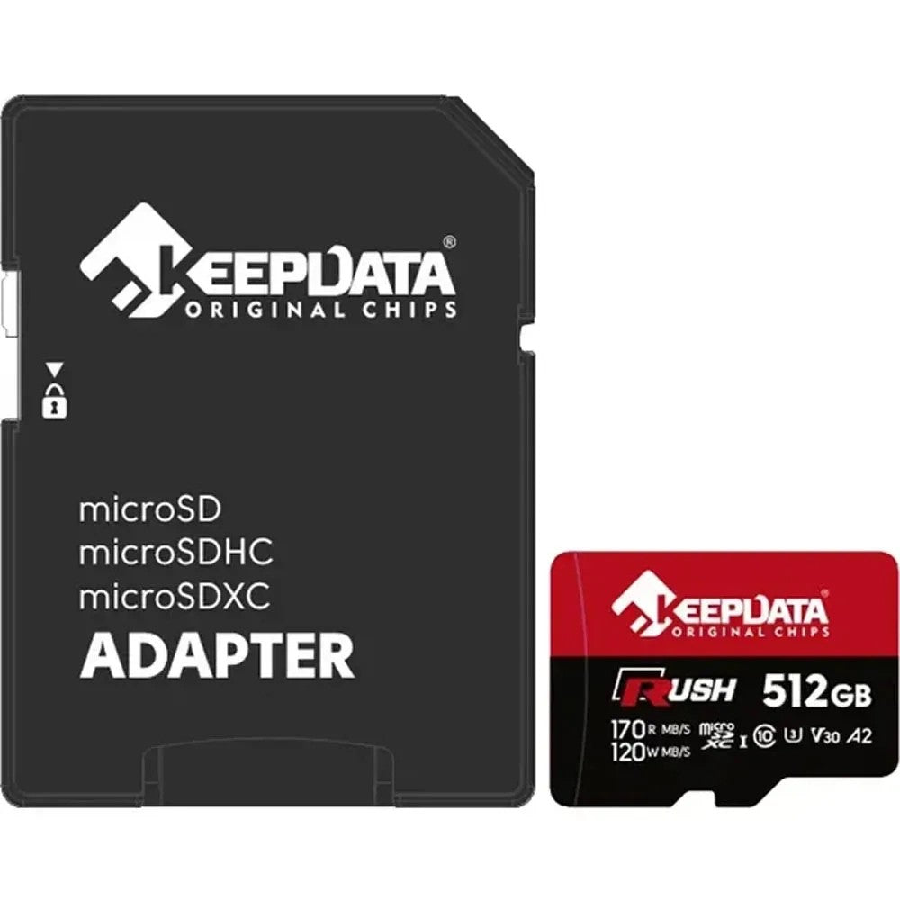 Tarjeta de Memoria Micro SD Keepdata Rush 512GB U3 V30 A2 Único