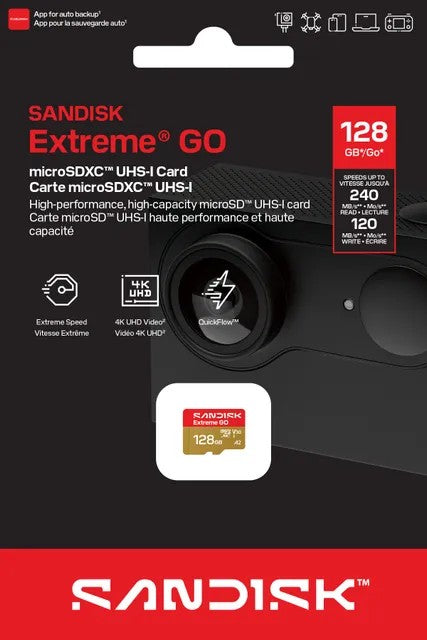 Tarjeta de Memoria Micro SD SanDisk Extreme Go 128GB 240MB/s Único
