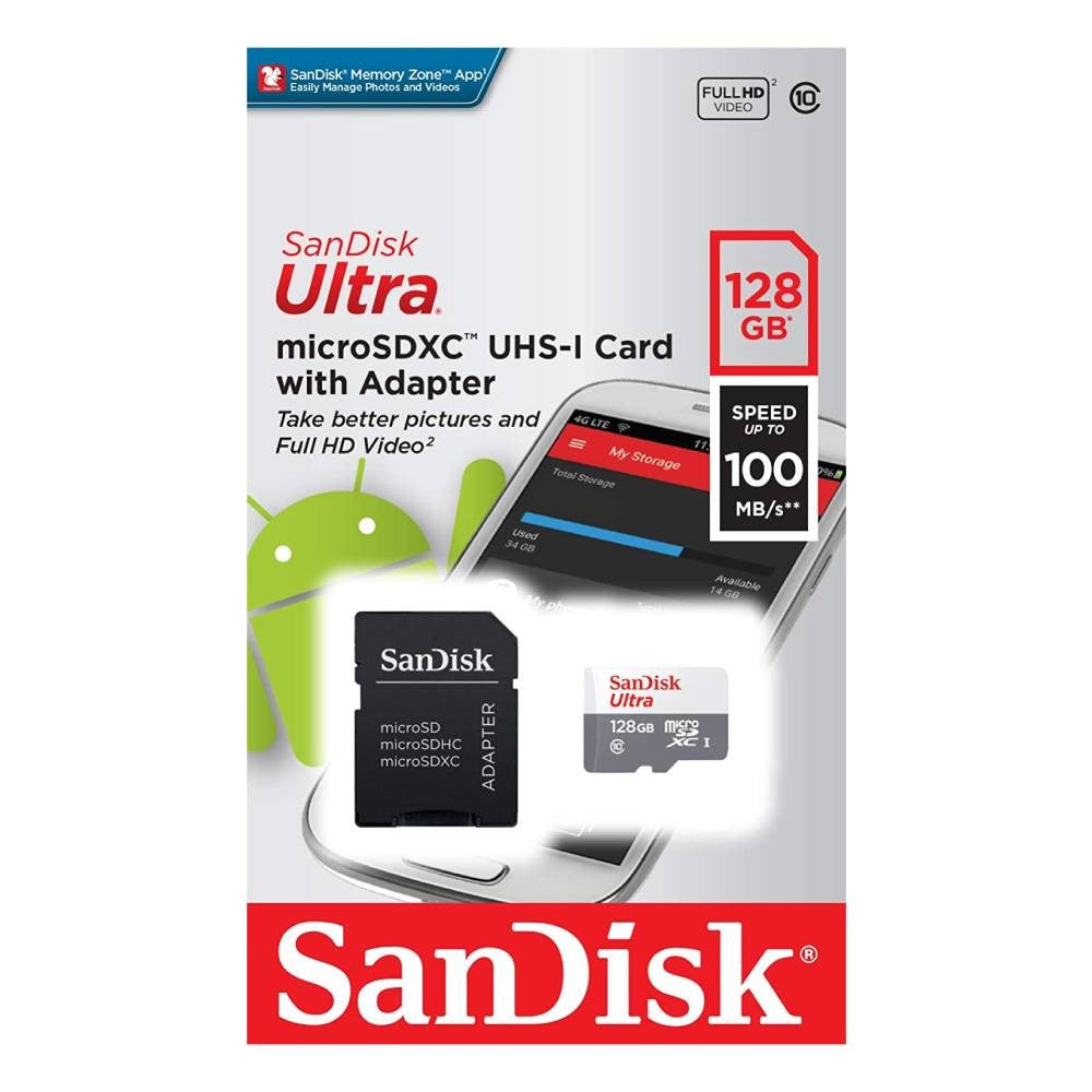 Tarjeta de Memoria Micro SD SanDisk Ultra 128GB Clase 10 Único