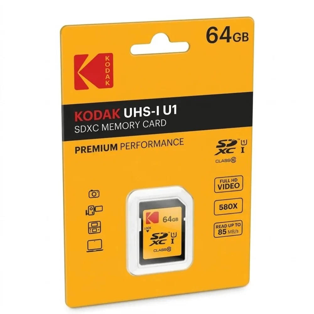 Tarjeta de Memoria SD Kodak Premium 64GB U1 V10 Único