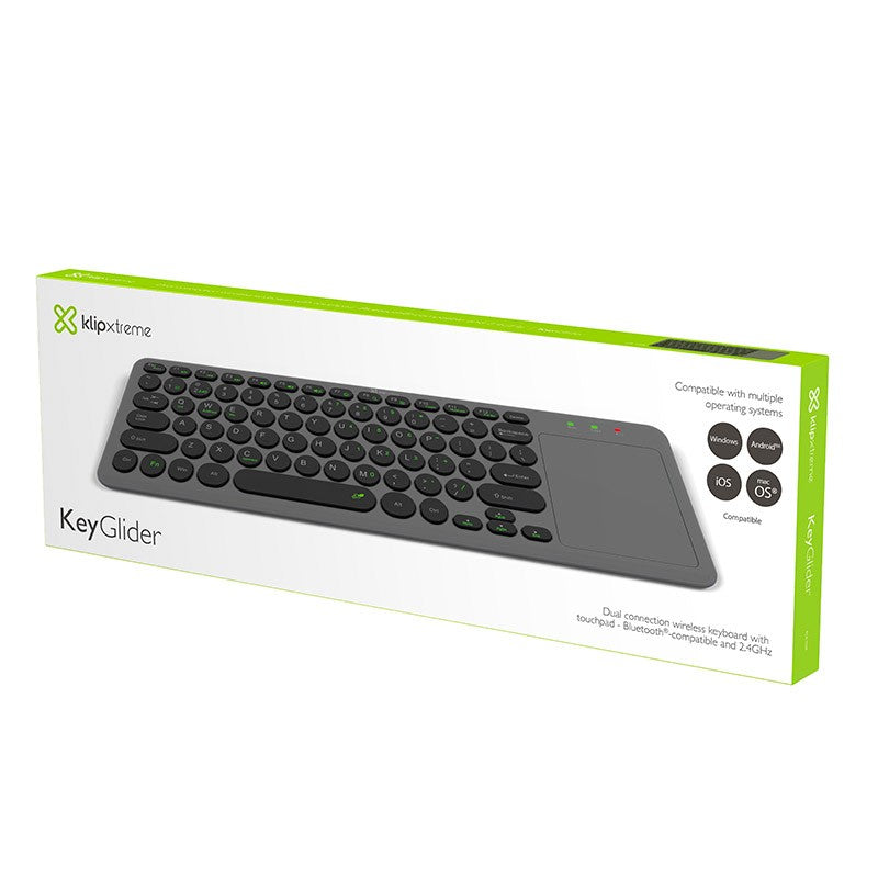 Teclado Bluetooth Klip KeyGlider KCK-550E con Touchpad Inglés Gray