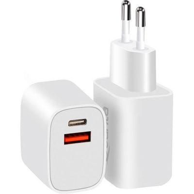 Cargador Carga Rapida Quanta QTCACR2 USB-C/USB-A 20W Blanco