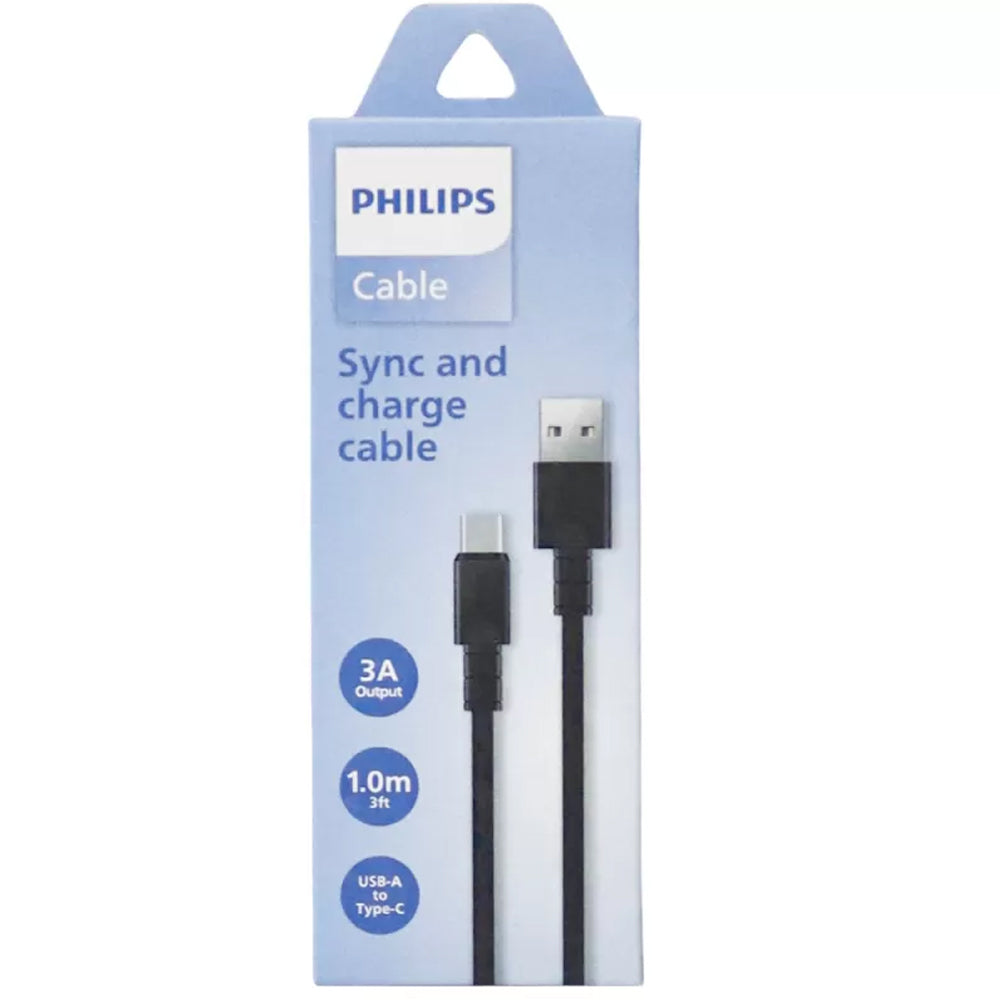 Cable Philips USB A USB-C DLC3001AB/70 1M Black