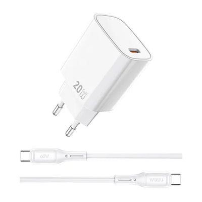 Cargador Wiwu C/cable USB-C A USB-C White