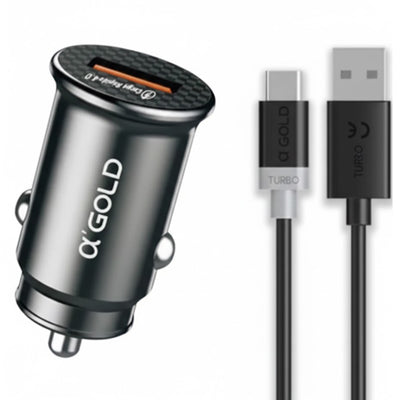 Cargador Vehicular A'Gold C.rapida USB-A 20W C/cable Black
