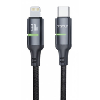 Cable A'Gold Pro CB18 Turbo USB-C A Lightning 30W 1M Black
