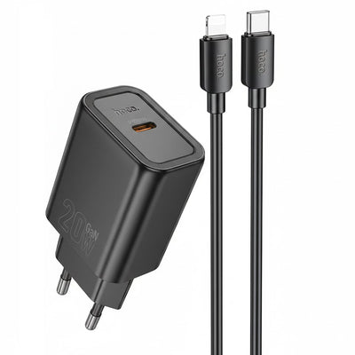 Cargador Hoco N60 20W+CABLE USB-C A USB-C Black