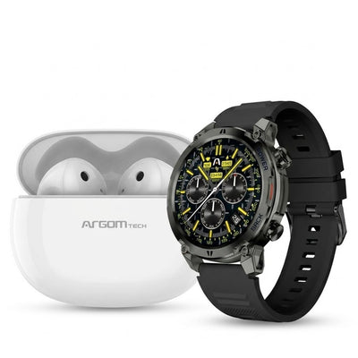 Reloj Smart Argom Skei C70 ARG-WT-6070BK 22MM Blk+auricular E55 Blanco