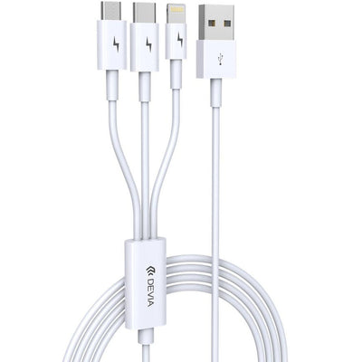Cable Devia EC141 3EN1 USB-A To LIGHTNING/USB-C/M-USB 1.2M White