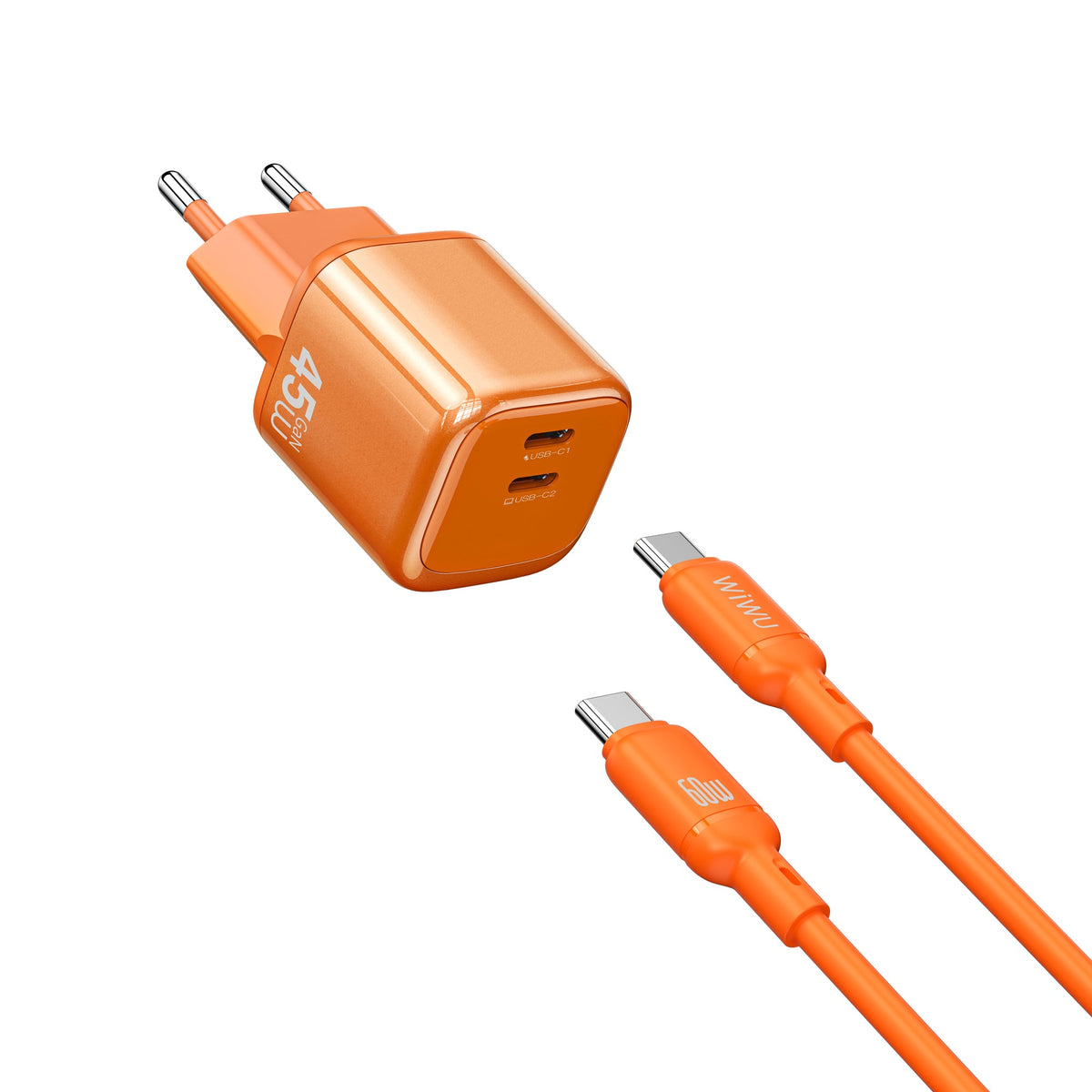 Cargador WiWU con Cable USB-C a USB-C WI-G025 45W - Naranja