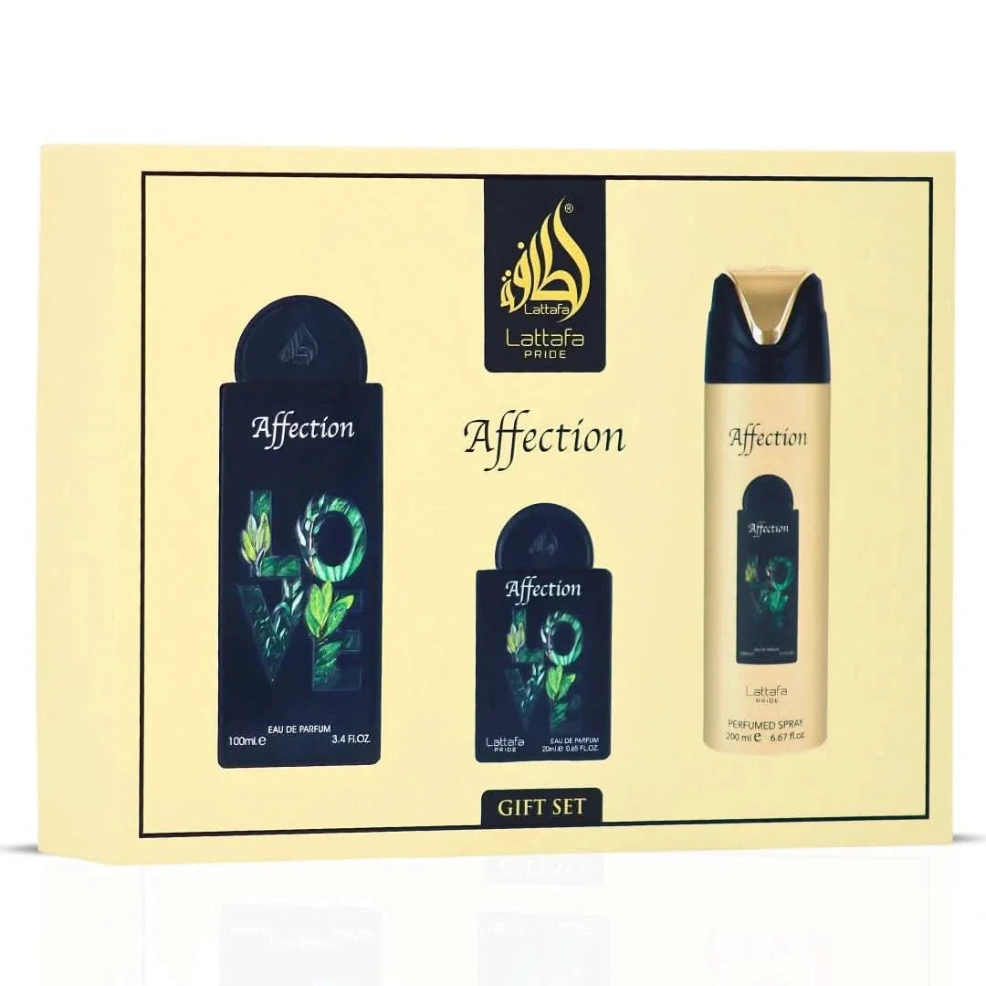 Set Perfume Lattafa Pride Affection 100ML + 20ML EDP + Body Spray 200ML EDP