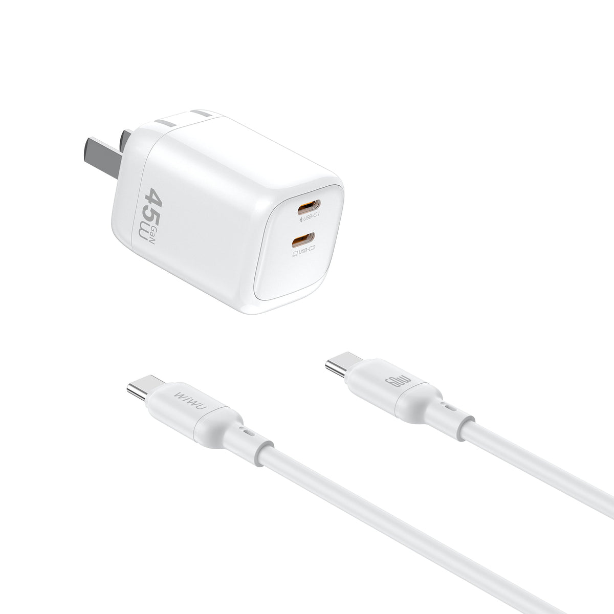Cargador WiWU con Cable USB-C a USB-C WI-G025 45W - Naranja