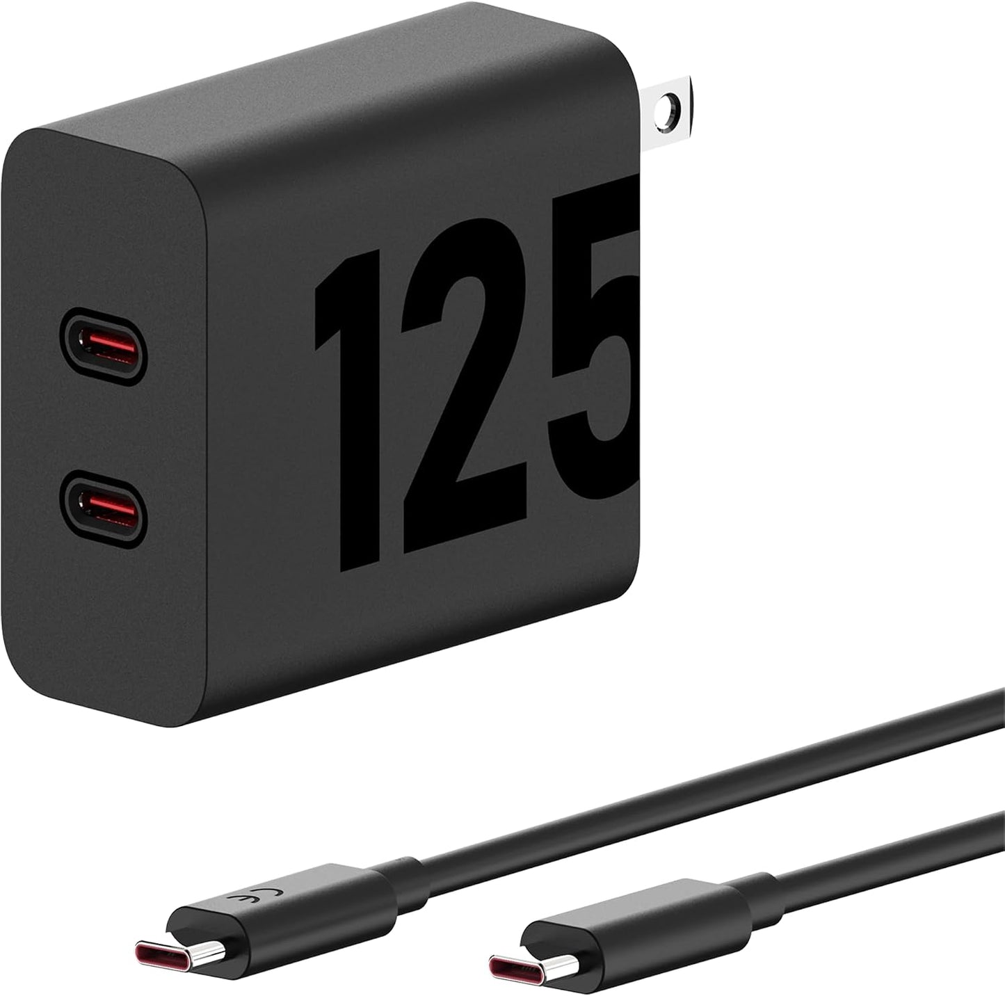 Cargador Motorola Turbopower MCD-1259 125W Dual USB-C C/cable Black