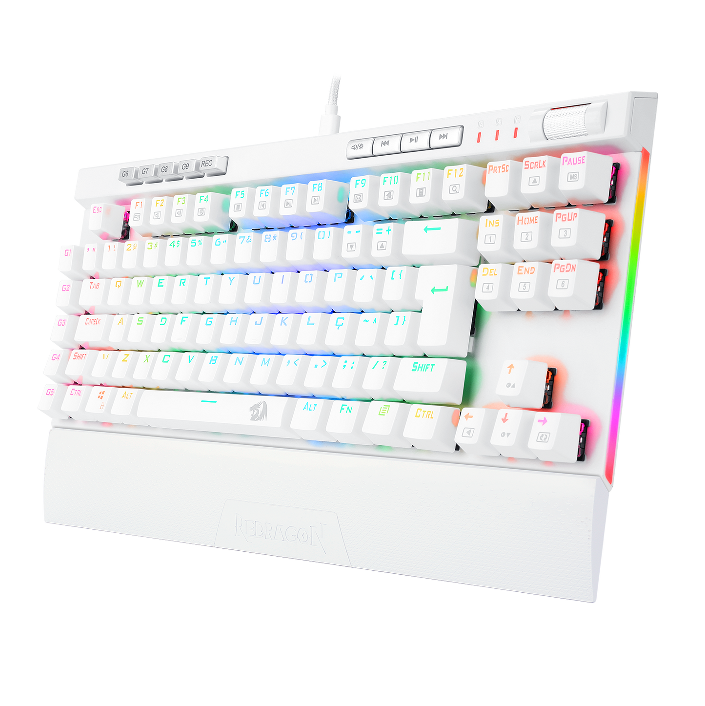 Teclado Redragon Magic-Wand Pro K587W-RGB Lunar White