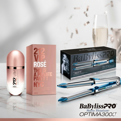 Combo 04 · Sigue Impecable — Alisador Babyliss Pro Optima 3000 + CH 212 VIP Rose EDP 50ml