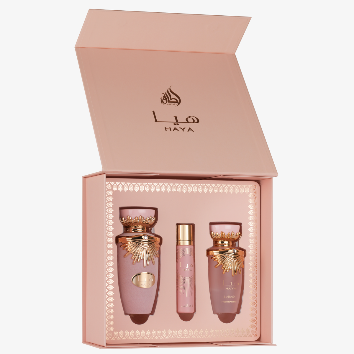 Set Perfume Lattafa Haya Femenino 100ML + 12ML + 50ML EDP