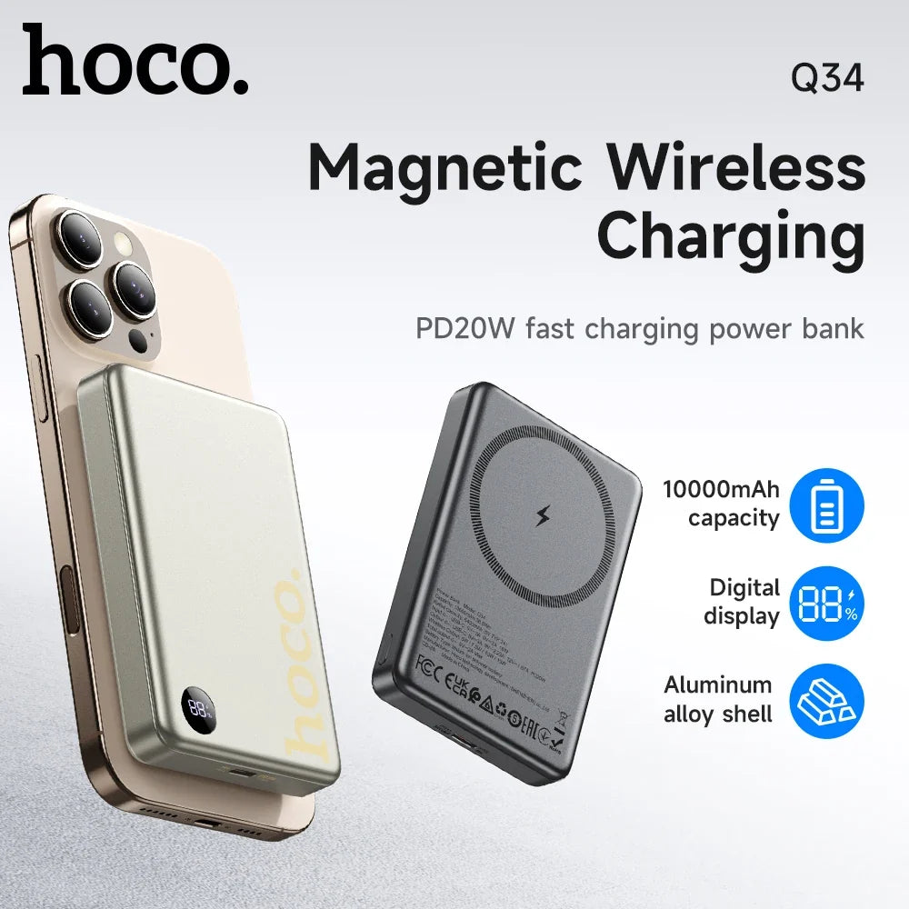 Cargador Hoco Q34 Magnético PD20W 10000mAh - Dorado