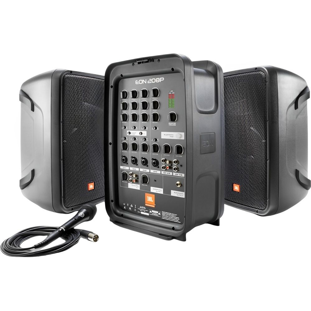 Parlante JBL EON208P – Sistema PA portátil 300 W con mezclador de 8 canales + Bluetooth