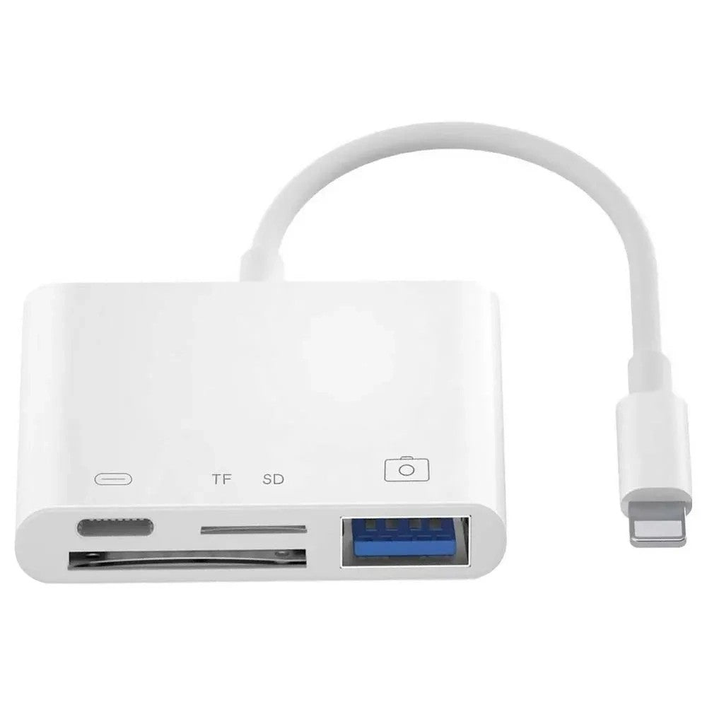 Adaptador Lector de Tarjetas Trove RXY-033 4 en 1 Lightning a TF/SD/USB Único